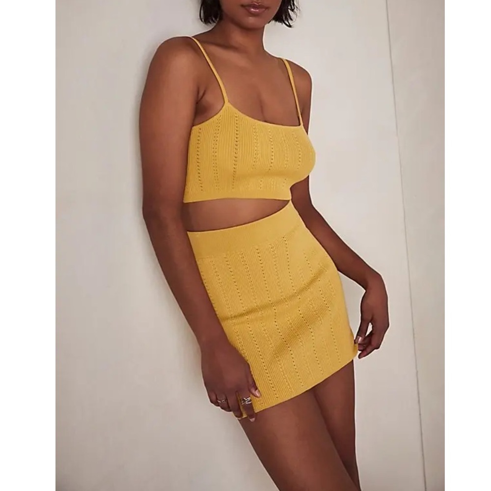 Free People Zeta Babe Sweater Two Piece Set Golden